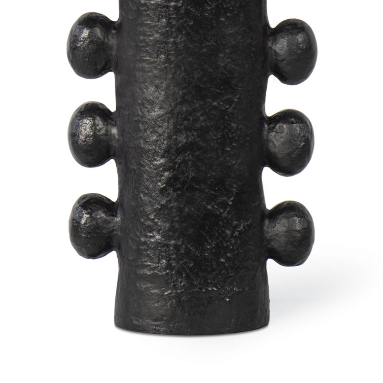 Black Sculptural Metal Table Lamp with Linen Shade