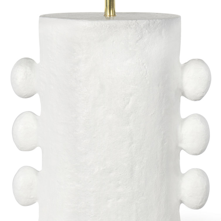 White Linen Shade Table Lamp with Polished Brass Spider
