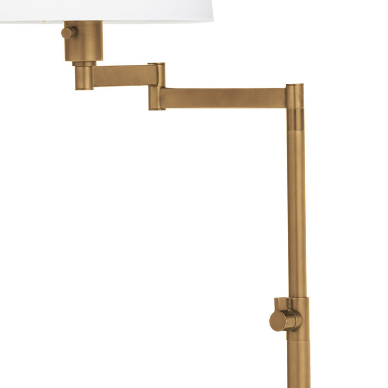 Adjustable Natural Brass Virtue Floor Lamp with Linen Shade
