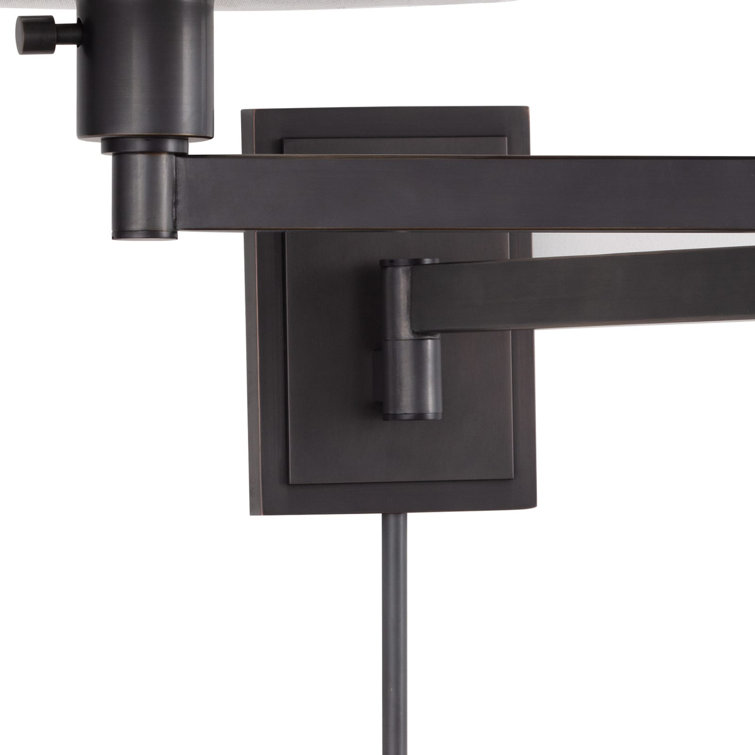 Oil Rubbed Bronze Adjustable Sconce with Linen Shade