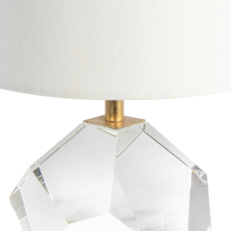 Celeste Crystal Mini Lamp with White Linen Shade