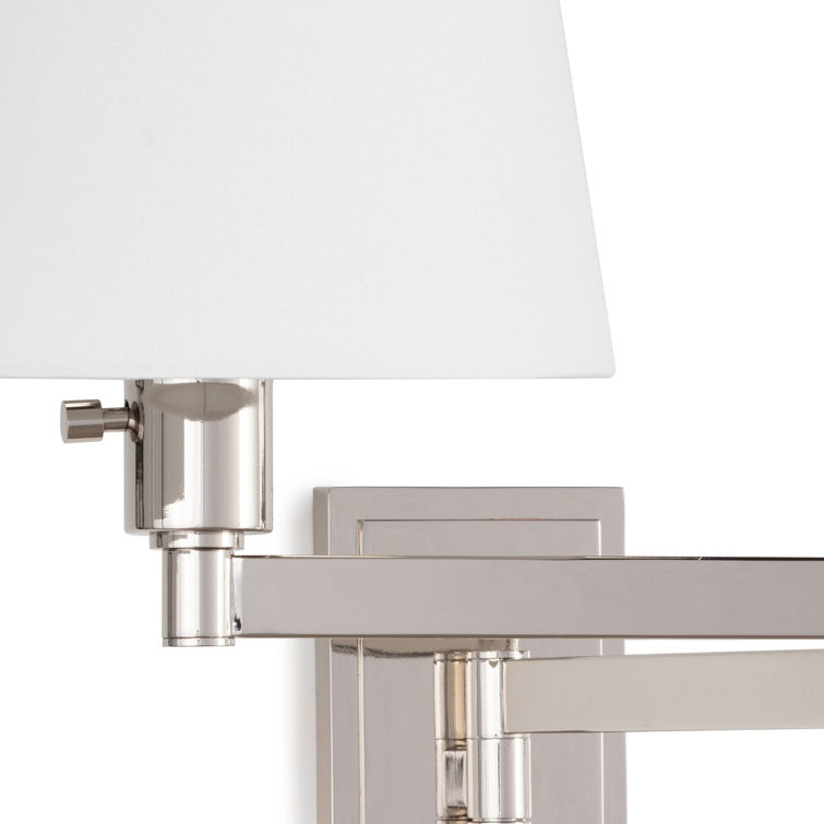 Polished Nickel Dimmable Sconce with White Linen Shade