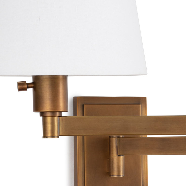 Natural Brass Dimmable Linen Shade Wall Sconce