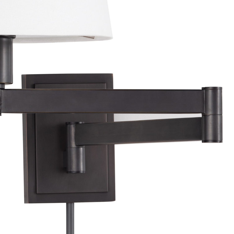 Oil Rubbed Bronze Adjustable Sconce with Linen Shade