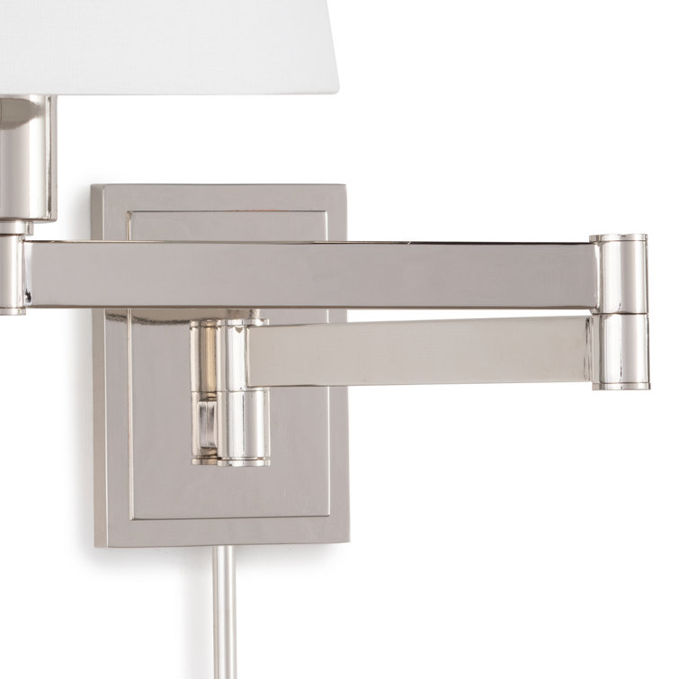 Polished Nickel Dimmable Sconce with White Linen Shade