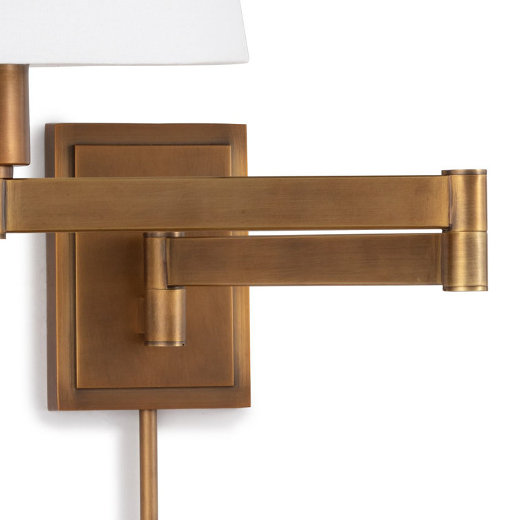 Natural Brass Dimmable Linen Shade Wall Sconce