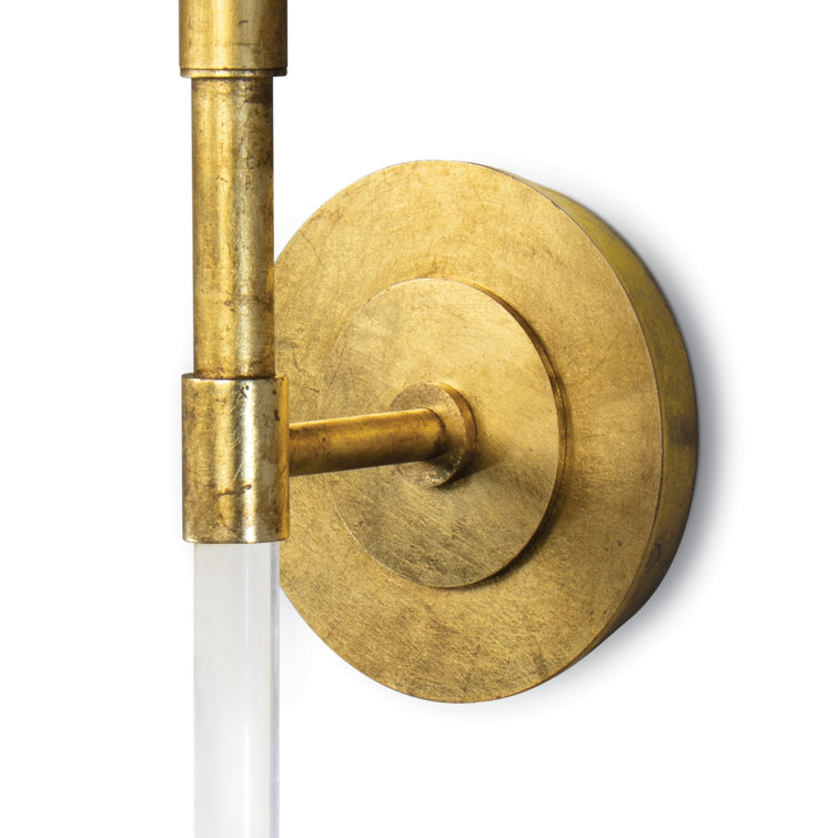 Gold Leaf Polished Brass Linen Shade Sconce