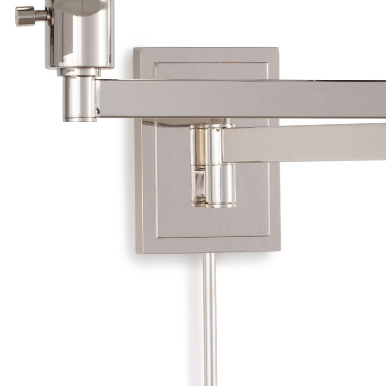 Polished Nickel Dimmable Sconce with White Linen Shade