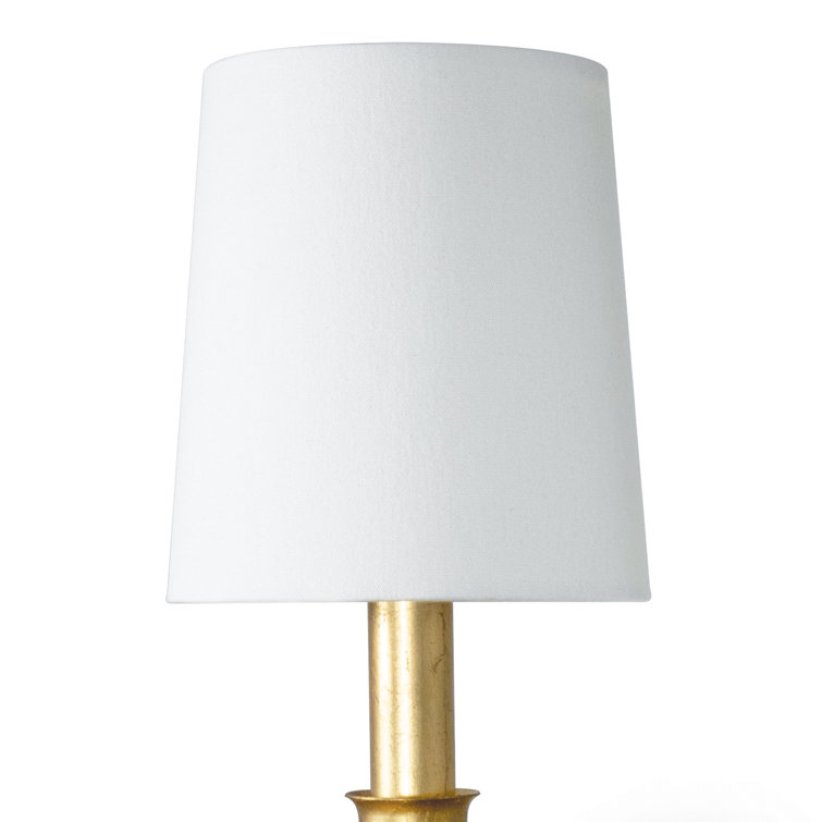 Gold Leaf Polished Brass Single Light Sconce with Linen Shade