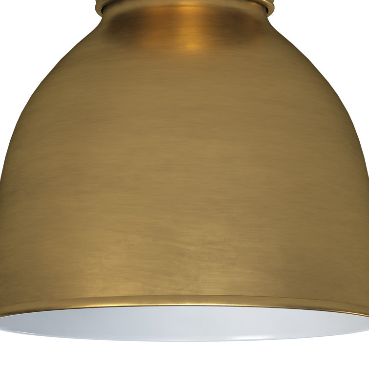 Elegant Natural Brass 1-Light Flush Mount with Antique Glass Shade
