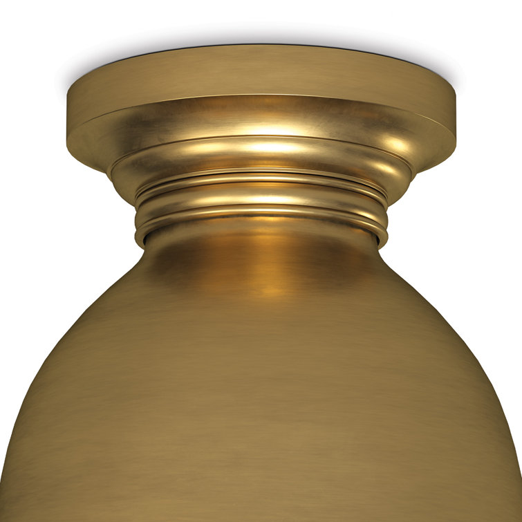 Elegant Natural Brass 1-Light Flush Mount with Antique Glass Shade