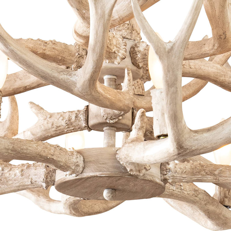 Natural Antler 12-Light Resin and Steel Chandelier