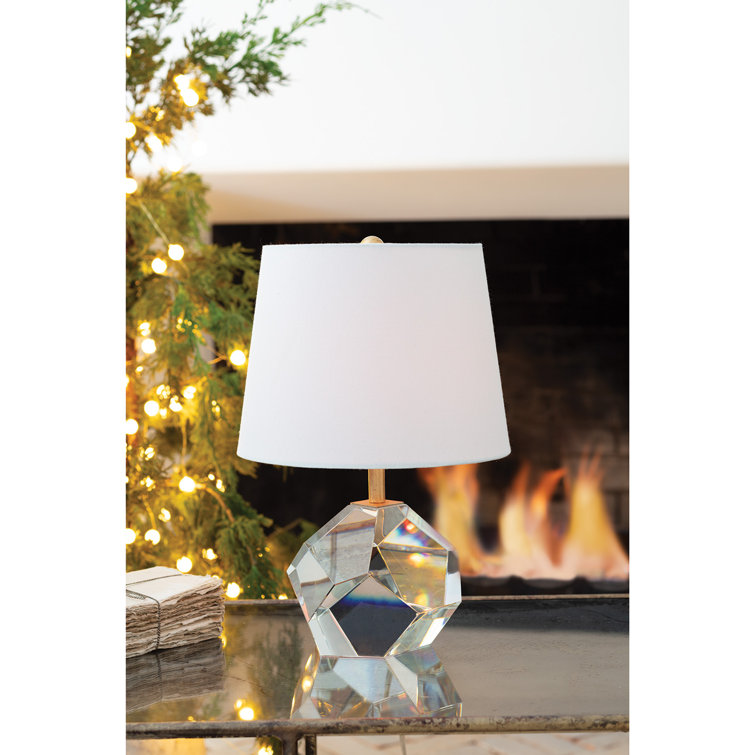 Celeste Crystal Mini Lamp with White Linen Shade