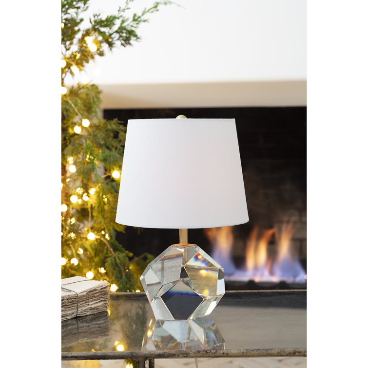 Celeste Crystal Mini Lamp with White Linen Shade
