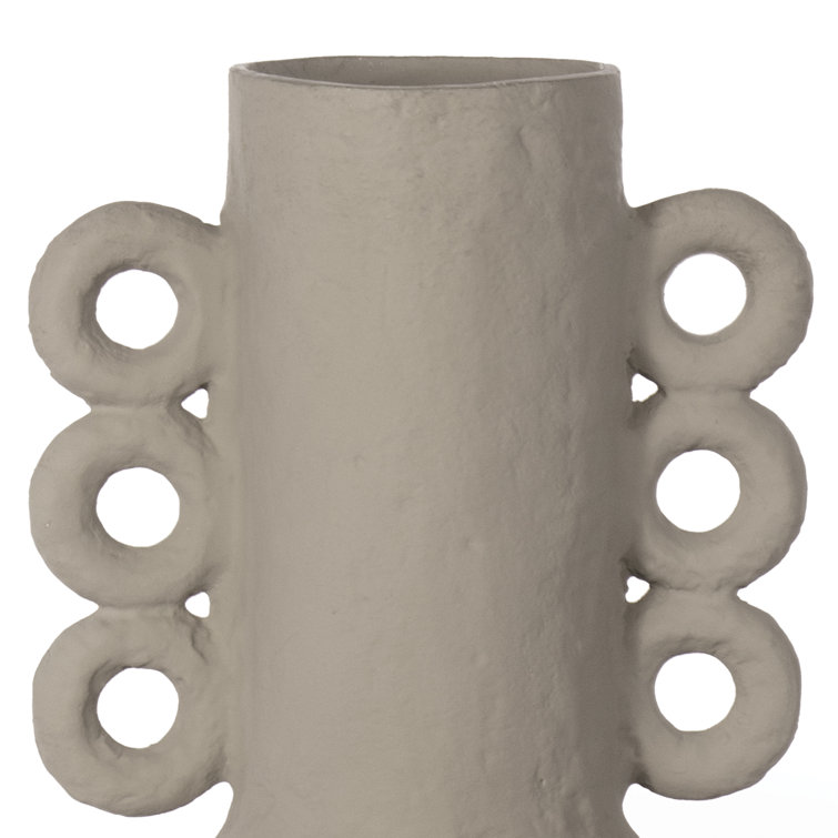 Chandra Off-White Metal Decorative Vase with Loop Handles
