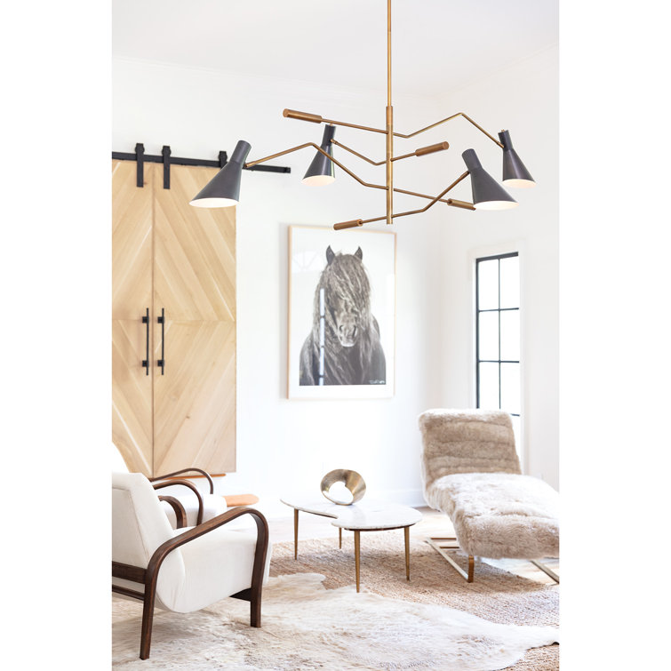 Spyder White and Gold Adjustable Steel 4-Light Chandelier