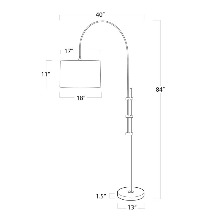 Adjustable Polished Nickel Arc Floor Lamp with Linen Shade