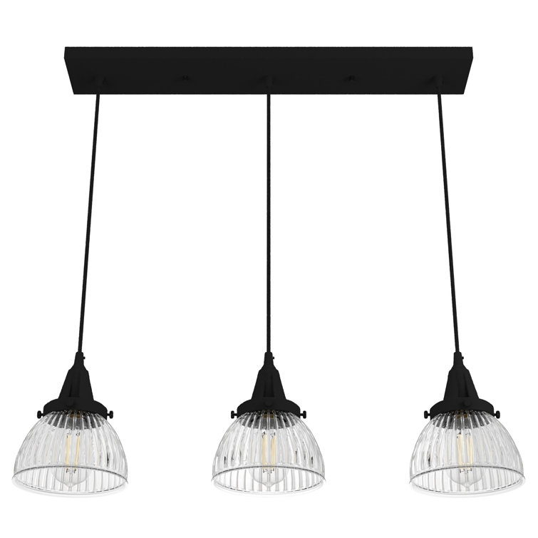 Cypress Grove Natural Iron 3-Light Fluted Glass Cluster Pendant