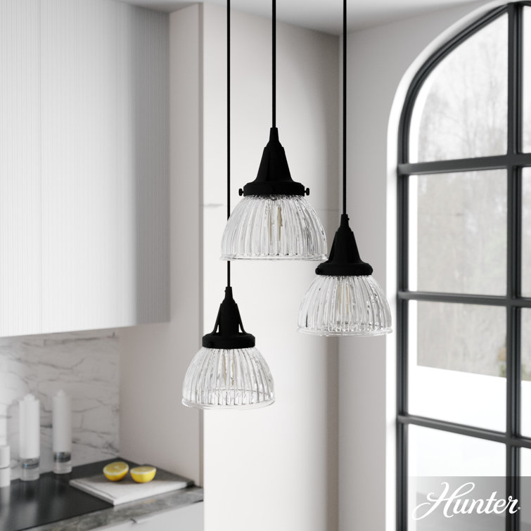 Cypress Grove Natural Iron 3-Light Fluted Glass Cluster Pendant