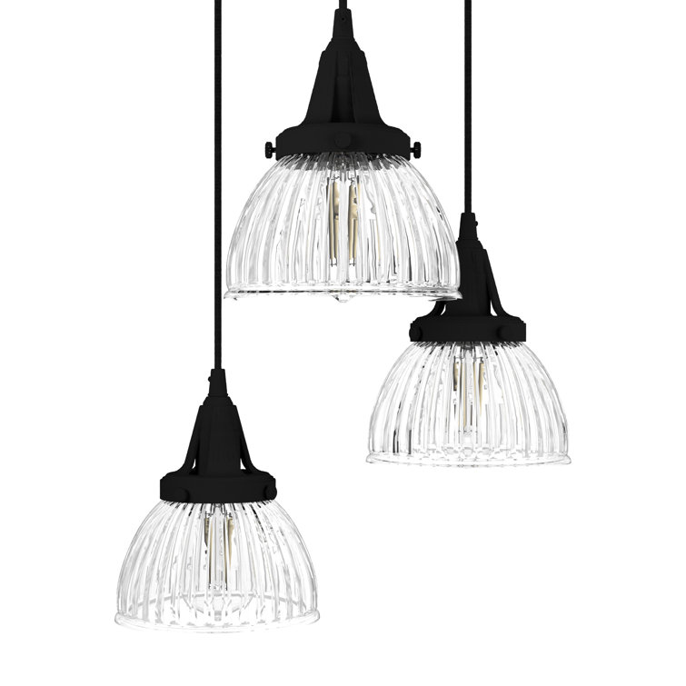 Cypress Grove Natural Iron 3-Light Fluted Glass Cluster Pendant