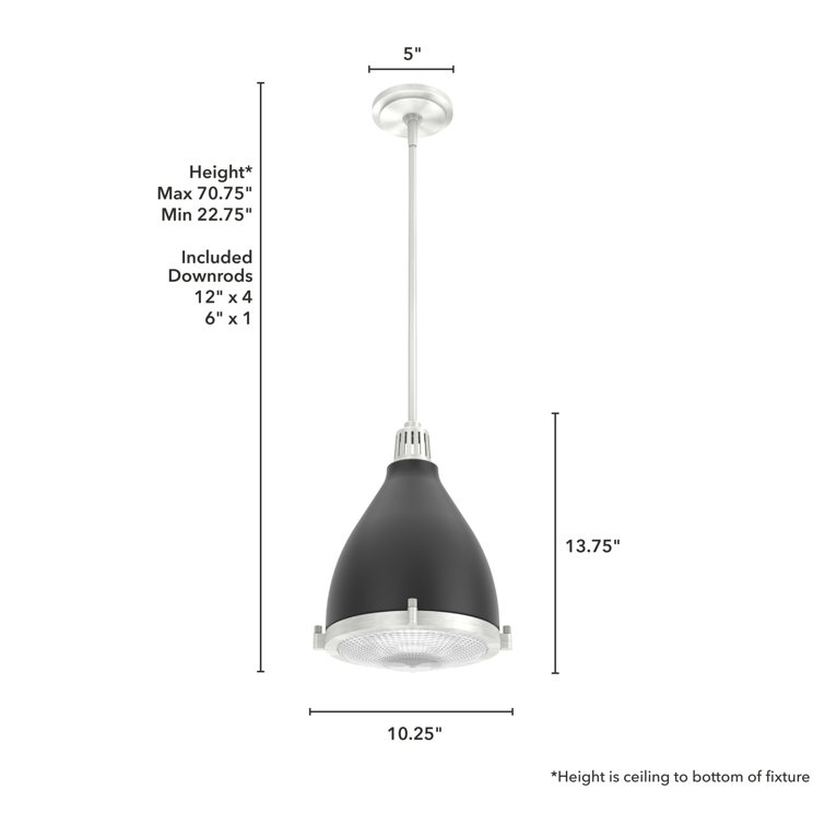 Matte Black and Brushed Nickel Glass Dome Pendant Light