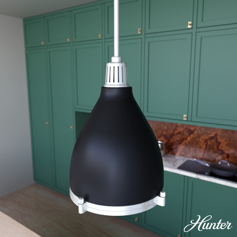 Matte Black and Brushed Nickel Glass Dome Pendant Light
