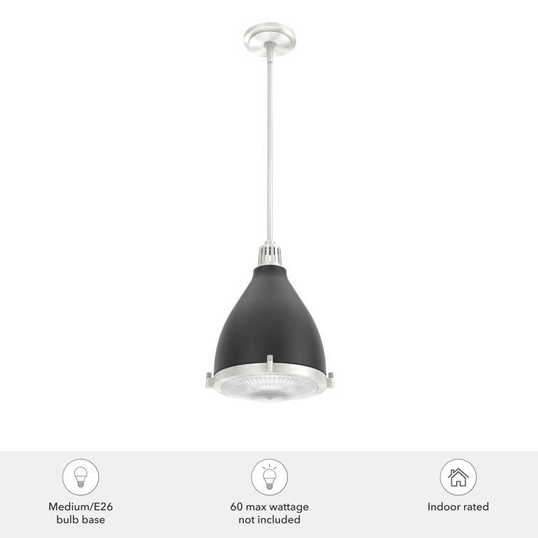 Matte Black and Brushed Nickel Glass Dome Pendant Light