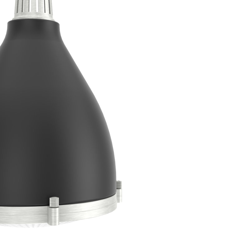 Matte Black and Brushed Nickel Glass Dome Pendant Light