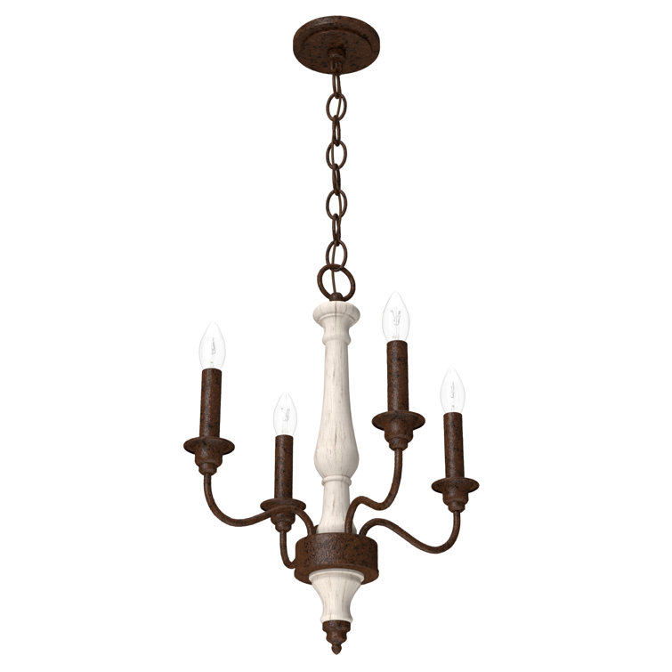 Teren Distressed White Mini Chandelier with Rustic Elegance