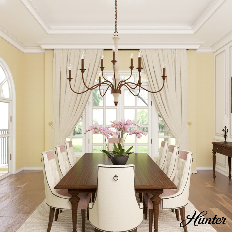 Distressed White 9-Light Tiered Candle Chandelier