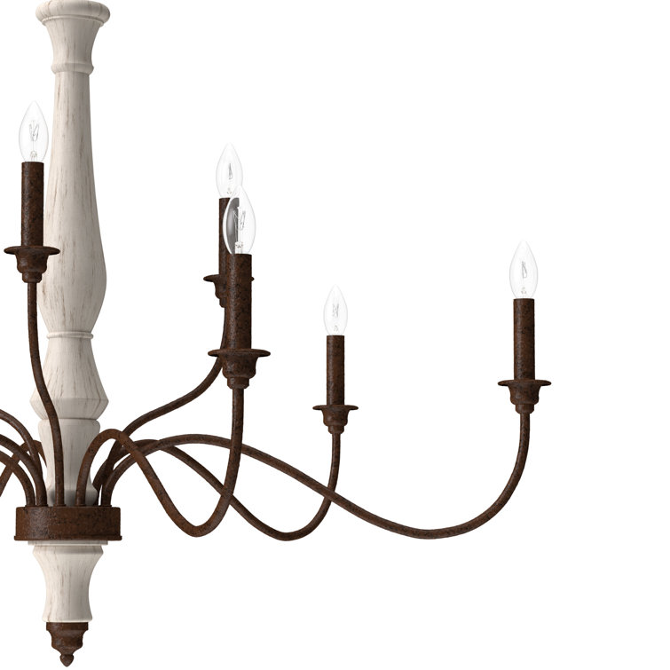 Distressed White 9-Light Tiered Candle Chandelier