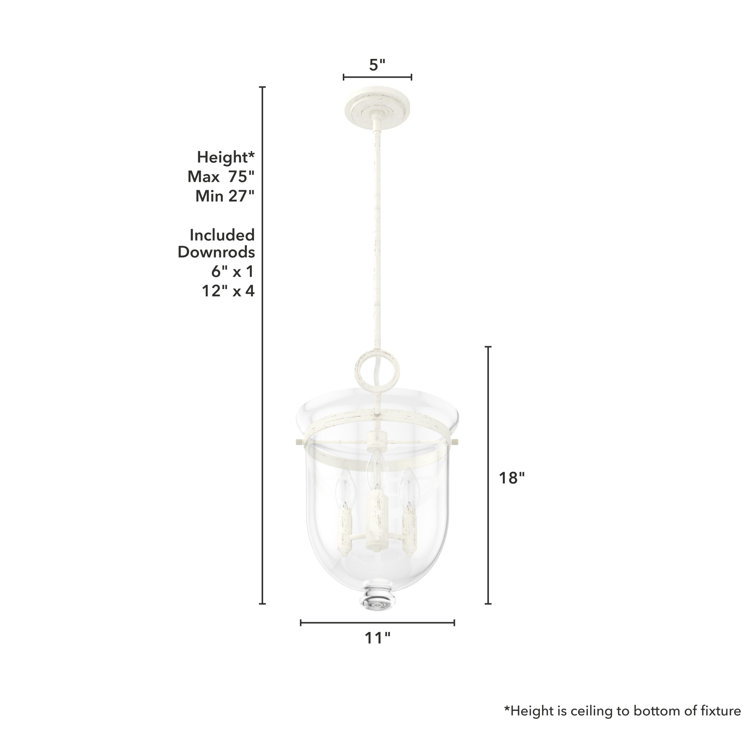 Belltown Transitional 3-Light White Glass Urn Pendant