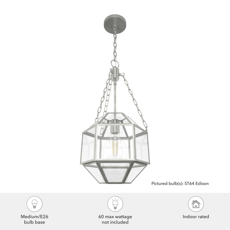 Indria Brushed Nickel 11" Seeded Glass Pendant Light