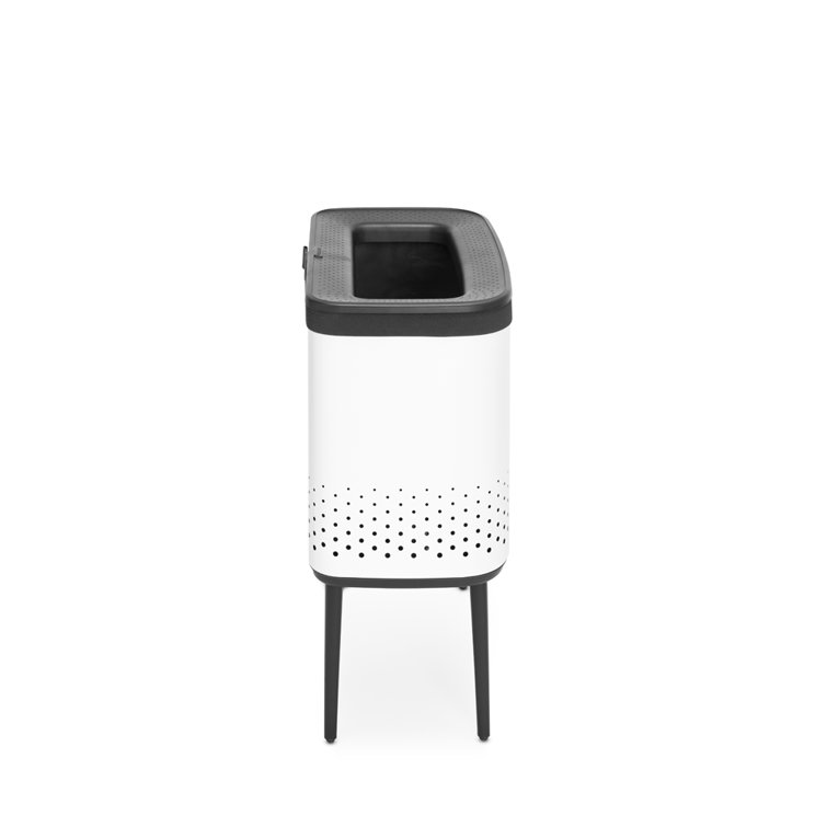 White Upright Laundry Hamper with Lid and Ventilation