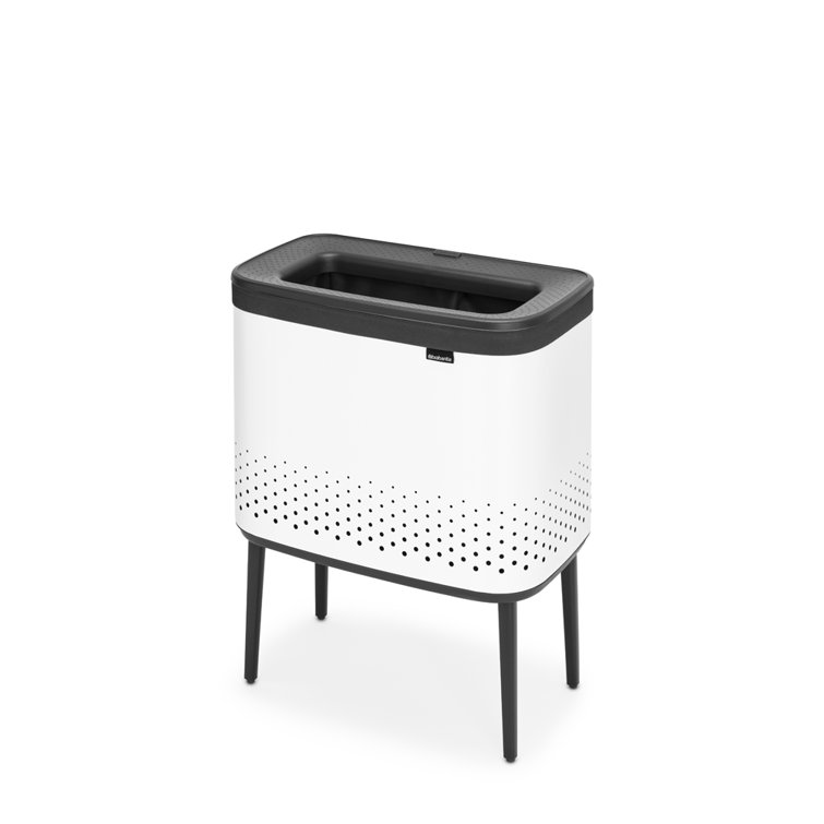 White Upright Laundry Hamper with Lid and Ventilation