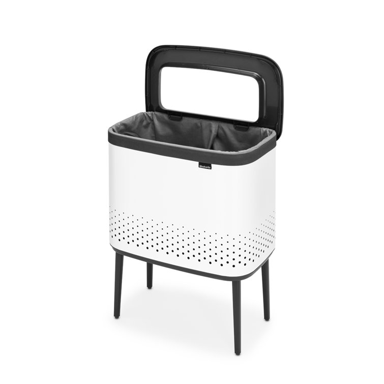 White Upright Laundry Hamper with Lid and Ventilation