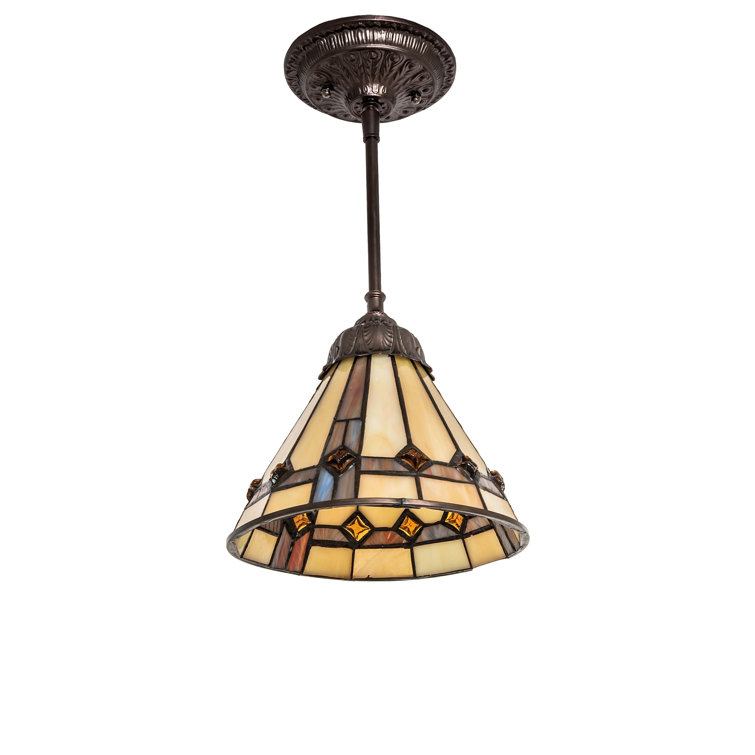 Belvidere Amber Jewel 43" Bronze & Glass Mini Pendant