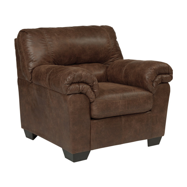 Traditional Bladen Oversized Faux Leather Armchair in Coffee