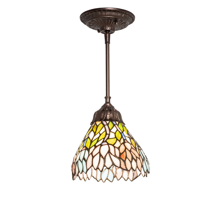 Wisteria Inspired Stained Glass 1-Light Mini Pendant in Pastel