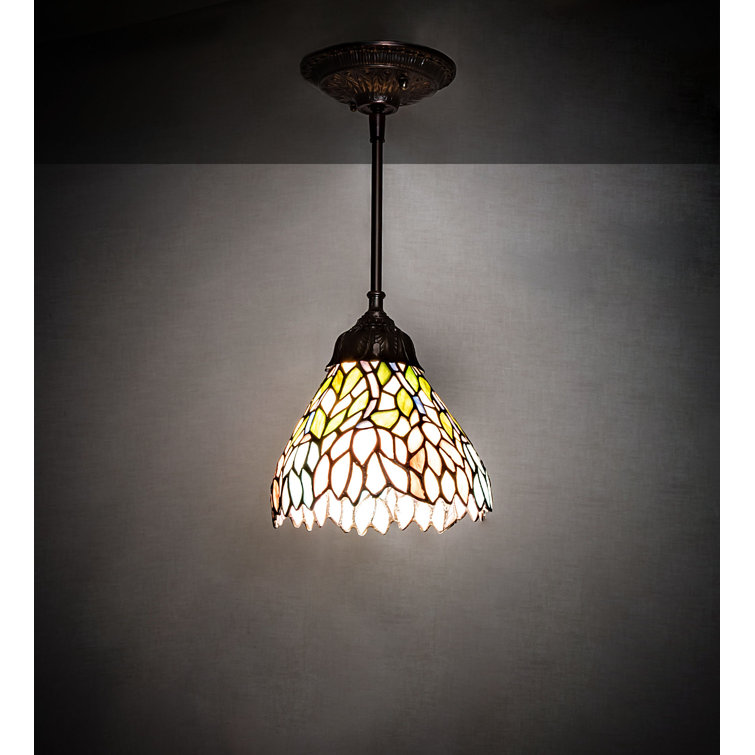 Wisteria Inspired Stained Glass 1-Light Mini Pendant in Pastel