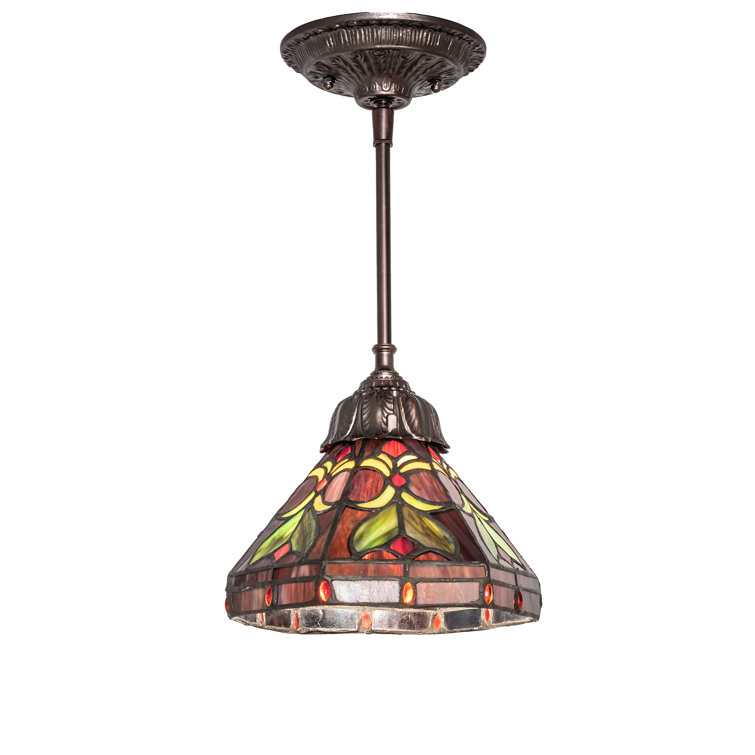Middleton Mini-Pendant in Mahogany Bronze with Stained Glass
