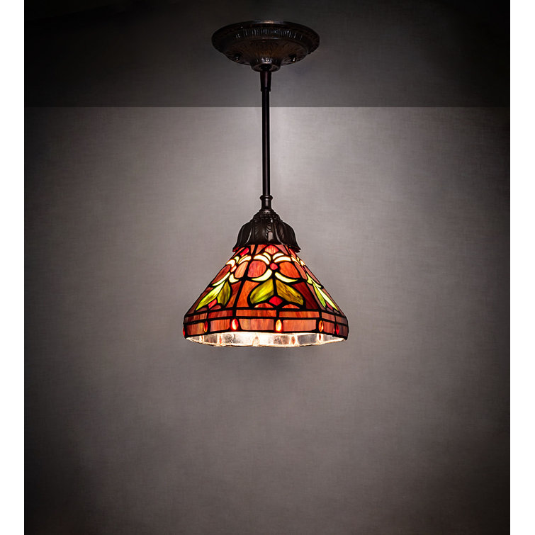 Middleton Mini-Pendant in Mahogany Bronze with Stained Glass