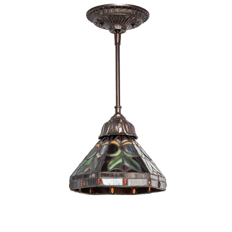 Middleton Mini-Pendant in Mahogany Bronze with Stained Glass