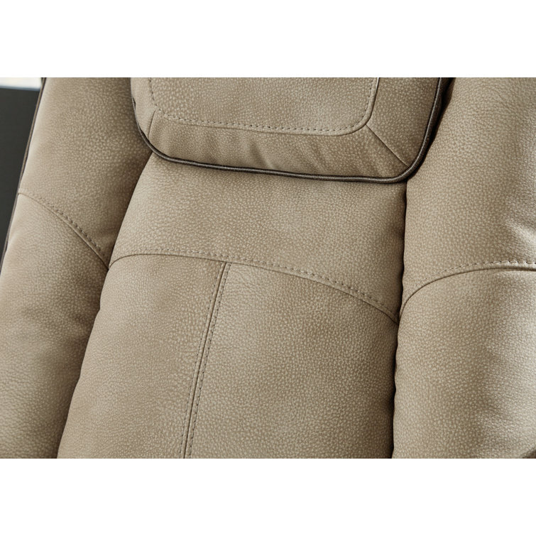 Sand Faux Leather 75" Power Reclining Loveseat with Storage & Cup Holder