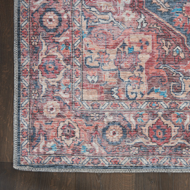 Multicolor Floral Cotton Chenille Rectangular Area Rug