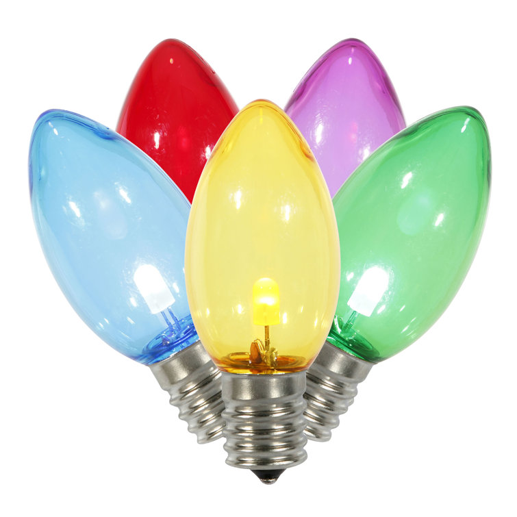 Multicolor C9 Transparent LED Dimmable Decorative Bulbs, Pack of 25