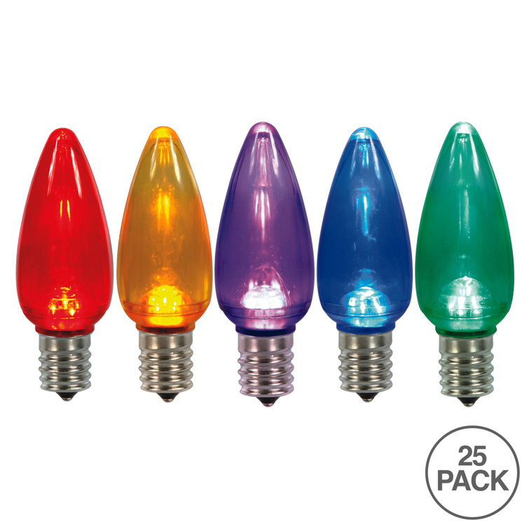 Multicolor C9 Transparent LED Dimmable Decorative Bulbs, Pack of 25