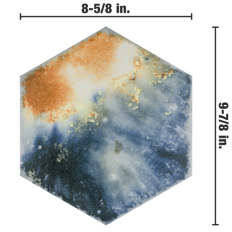 Dorne Hex 8.63" x 9.88" Multicolor Porcelain Wall & Floor Tile
