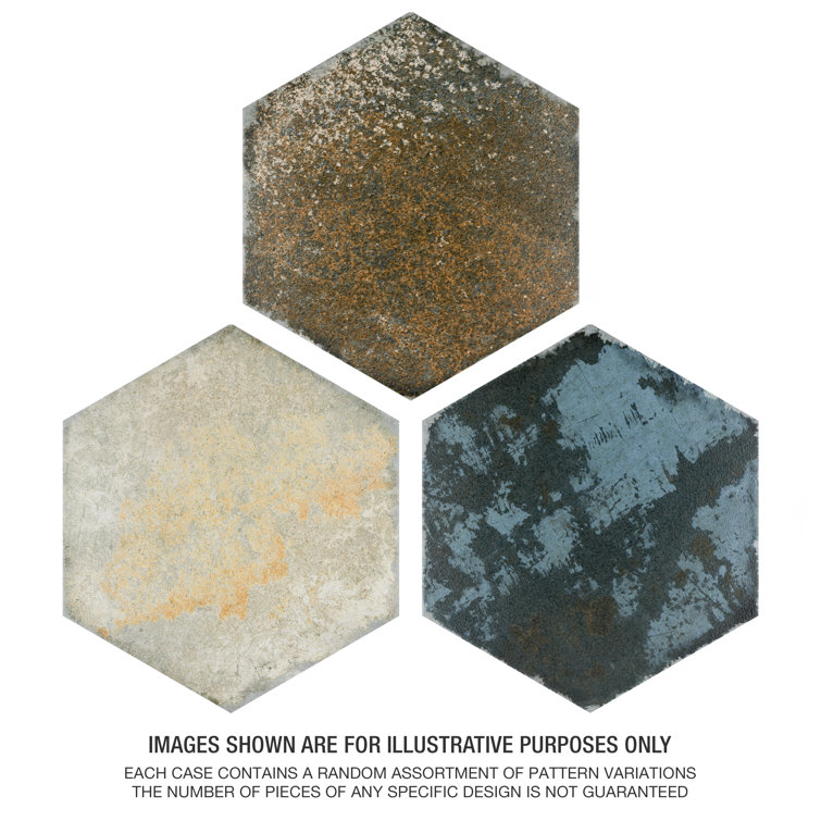 Dorne Hex 8.63" x 9.88" Multicolor Porcelain Wall & Floor Tile