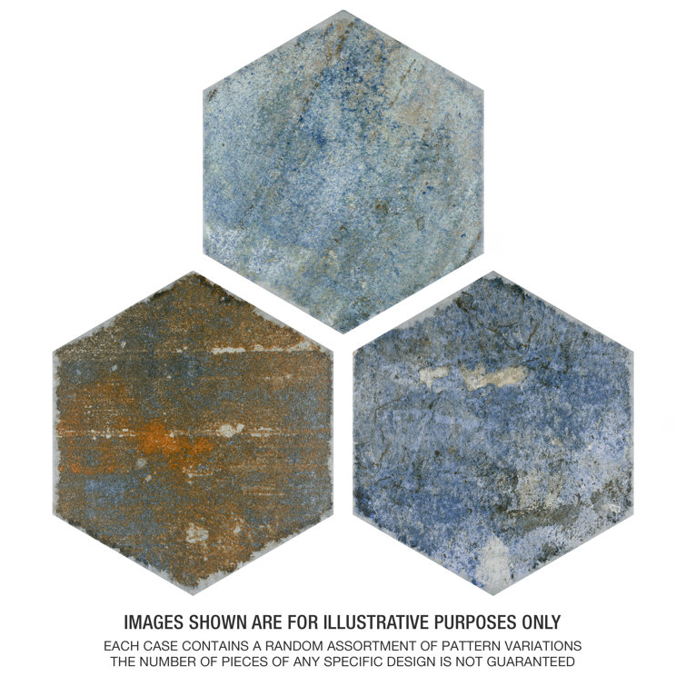 Dorne Hex 8.63" x 9.88" Multicolor Porcelain Wall & Floor Tile